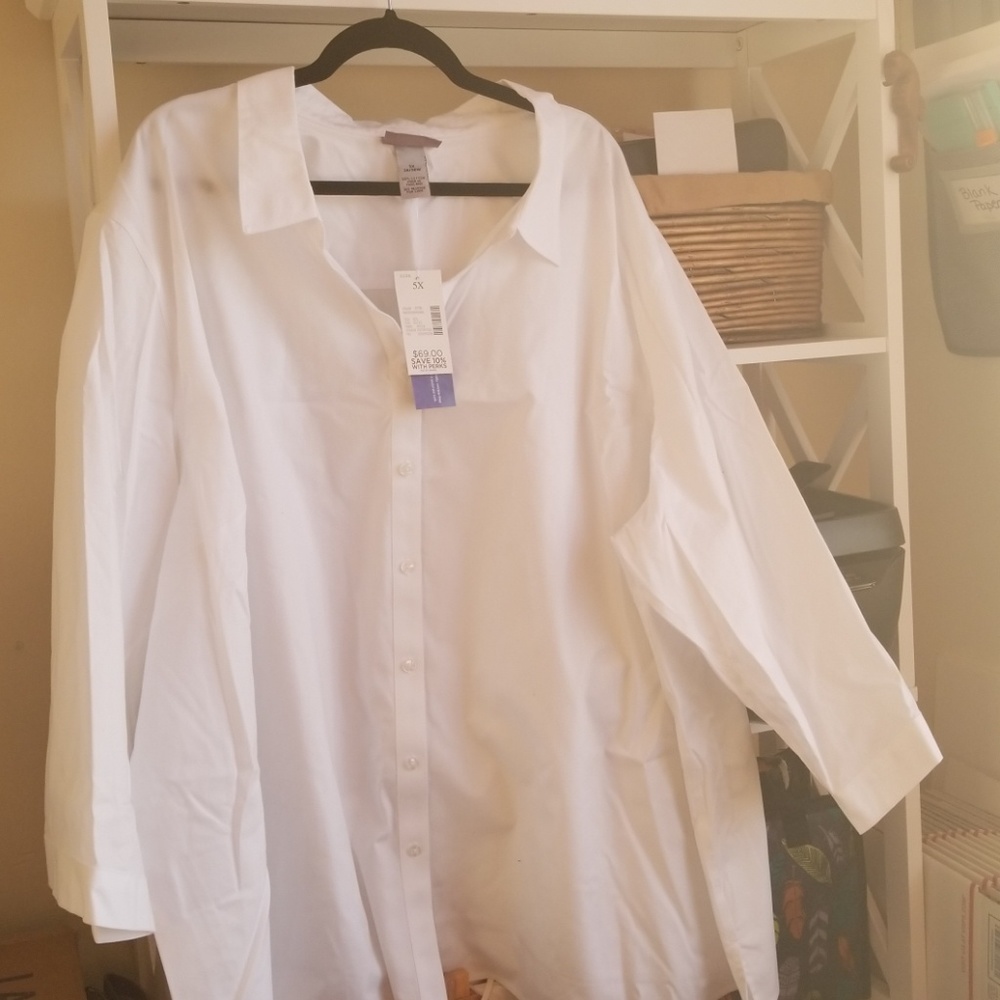 Plus sz white button down blouse
